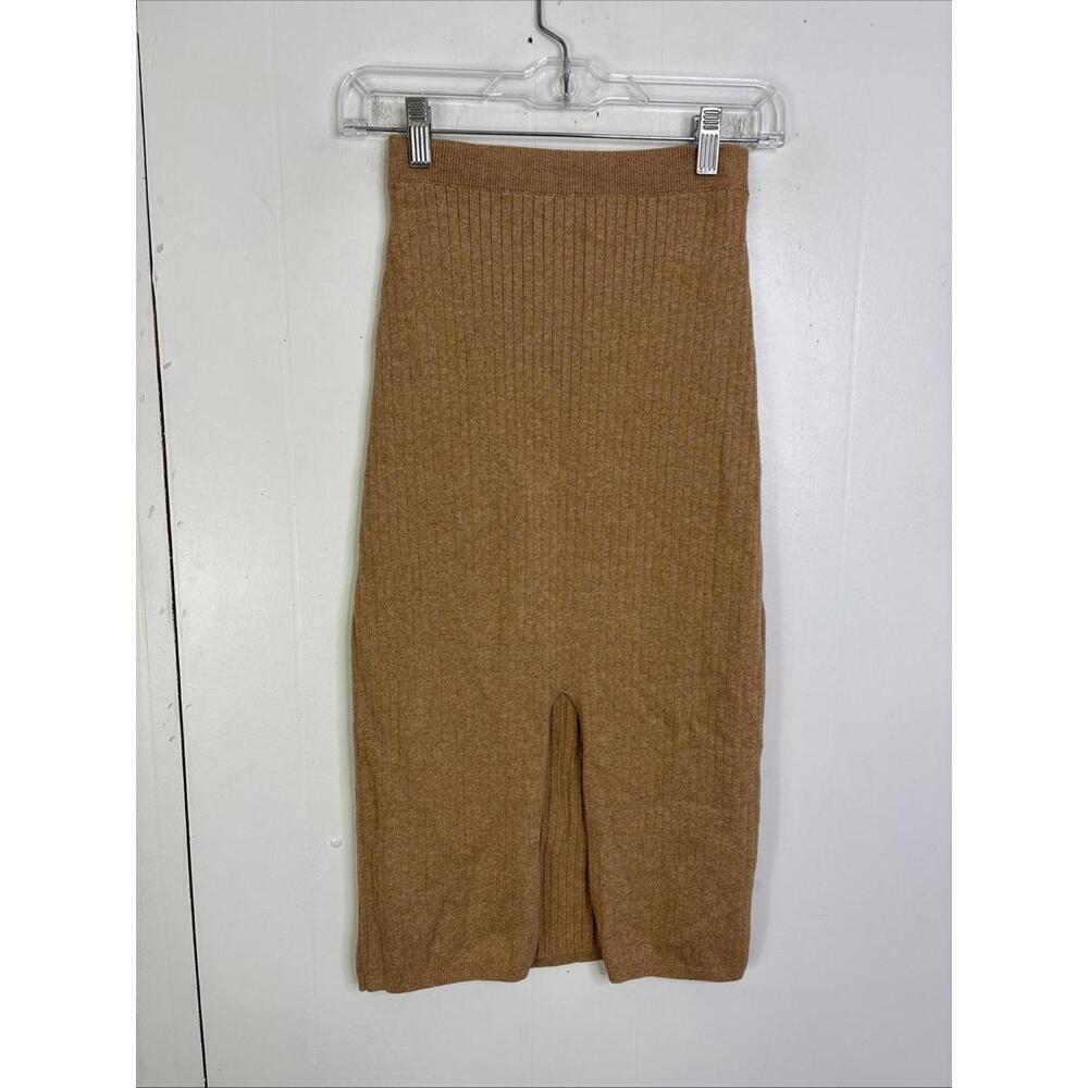 Free People Skirt Womens XS Skyline Midi Front Slit Pull On Stretchy Knit